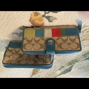Coach Signature C multi stripe wallet.